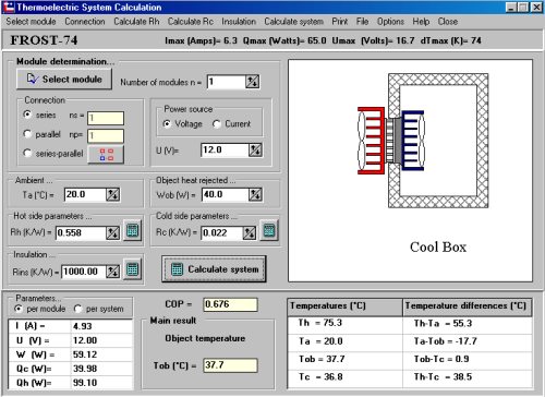Sezione Thermoelectric System Calculation.